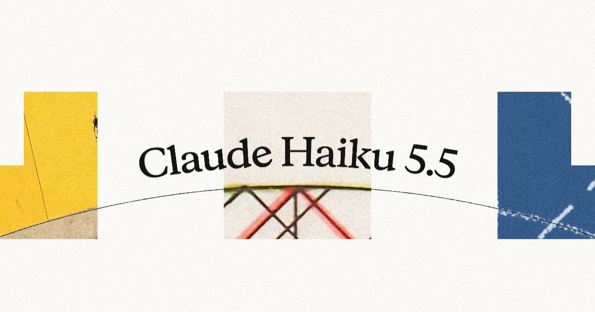 Claude Haiku 5.5 发布配图:标题文字与三块拼贴色块